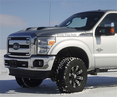 2011 - 2016 Ford Super Duty Power Hood Functional Ram Air with Stainless Grilles 811512-SS