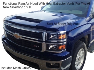 2014 - 2015 Chevy Silverado 1500 Ram Air Hood With Heat Extractors RK Sport 29016000